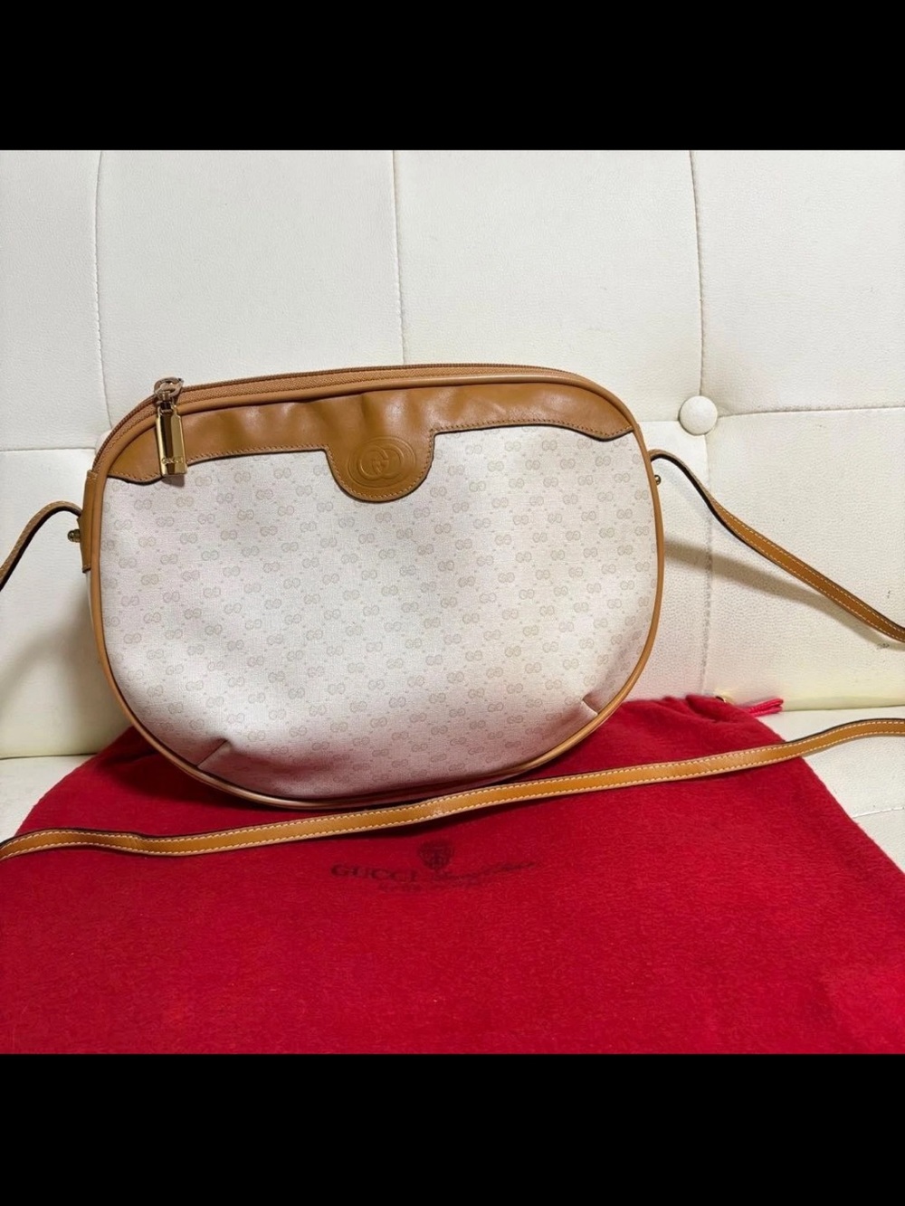 Gucci Cream and Tan GG Crossbody Bag